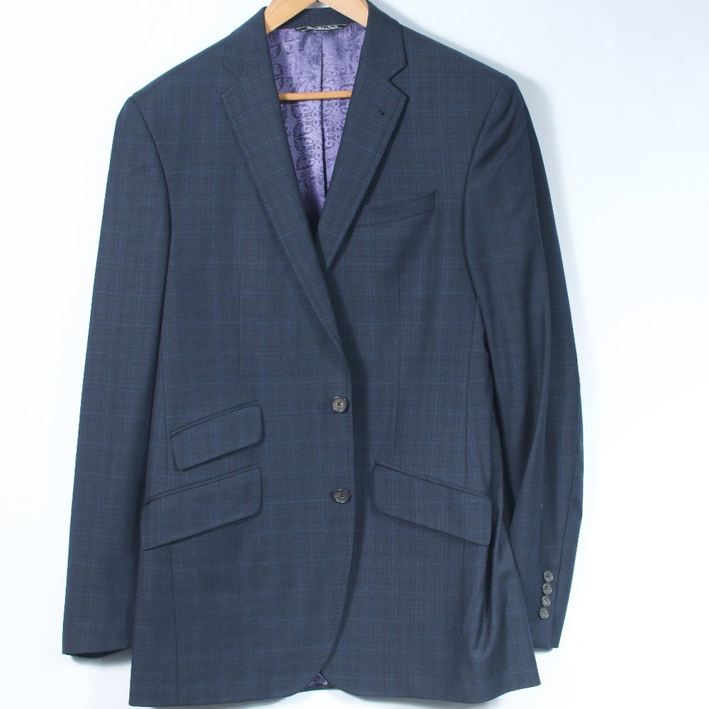 🇨🇦 Ted Baker 40L Men's Sport Coat Navy Check Wool